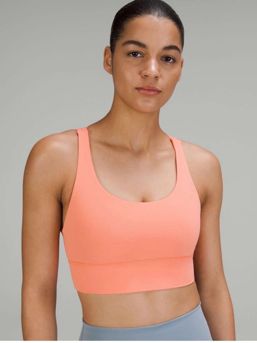 Lululemon Energy Longline Bra medium Support 12 B-D Cups Luxtreme Sunny Coral